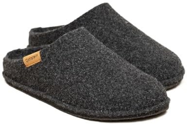 Gottstein Classic CO Pantoffel für Damen & Herren - Hausschuh aus 100% Schurwolle mit Komfort-Einlagesohle Anthrazit, 45