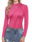 Zeagoo Haut Thermique Femme à Col Roulé Manches Longues Élégant Hiver T-Shirt Chauds sous-Vêtements Basique Tops Élastique Coupe ajustée Rose M