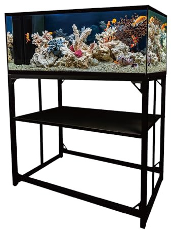 MEWSDEN Aquarium und Ständer, robustes Metall-Aquarium, Reptilien, Schildkröte, Züchtertank und Ständer, Kombi-Set (schwarz, 92,7 x 47 x 74,9 cm)