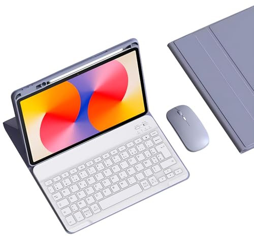 Étui Clavier pour Huawei Matepad SE 11 Pouces 2024, AZERTY Français, Clavier Bluetooth sans Fil Amovible avec Porte-Crayon, Tablette Et Souris,Violet