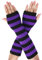 Symphonyw Damen Lange Fingerlose Handschuhe, Gestreift Stricken Armstulpen, Weiche Winter Armwärmer mit Daumenloch (Schwarz+Lila)