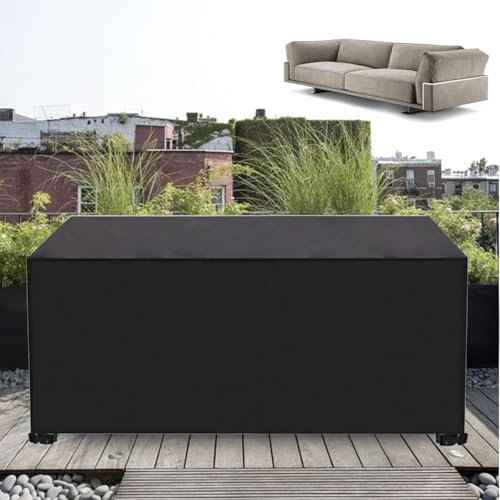 Bache Salon de Jardin Exterieur Impermeable 210x180x80cm/LxWxH Housse de Protection Salon de Jardin, 600D Oxford Housse de Table de Jardin avec Boucle Coupe Vent, Résistance Anti-UV, Noir