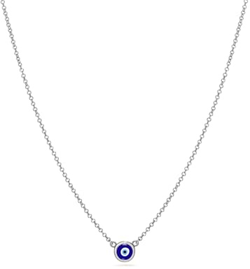 PERIMADE Evil Eye Halskette für Damen, vergoldet, blaue Emaille, Augen-Kettenanhänger, 925er-Sterlingsilber, kleiner böser Blick, Glücksbringer-Halskette, trendig, hypoallergen, minimalistisch