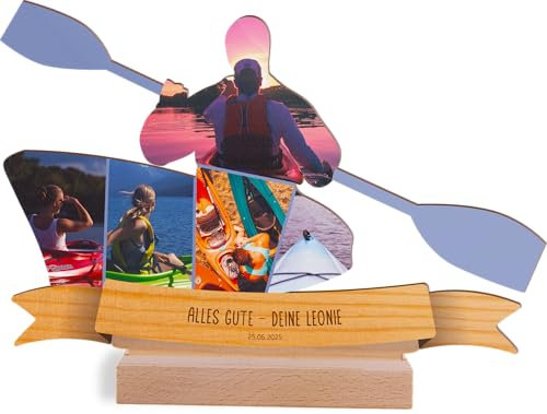 Rudern Geschenk personalisiert - Foto Geschenk Holzbild - Rudern Geschenke, Rudernverein, Kanu, Kajak, Wassersport, Ruder Geburtstagsgeschenk, Rudern Geschenke zum Geburtstag, Fotomosaik