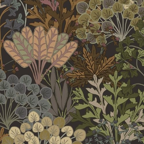 Fiula Selbstklebende Tapete Klebefolie Möbel 41CMx10M Möbelfolie Selbstklebend Blätter Vintage Braun Grün Vinyl Wrap Wohnzimmer Schlafzimmer Bunt Wasserdicht Wallpaper