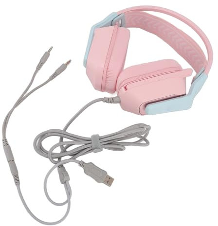 SEAFRONT Stirnband Wired Gaming Headset mit Soft Ohr -Pads Plene -Lautstärke -Steuerung mit Mikrofon für PC -Laptop -Spielkonsole -Gaming -Headset (PINK)