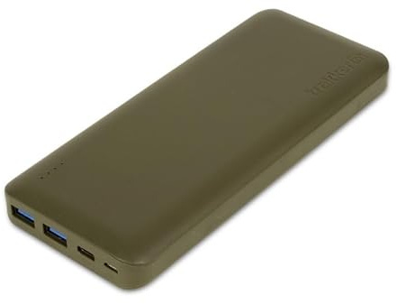 Trakker 20K Power Pack, 20,000mAh Cell Capacity (4 Full Charges of Large Mobiles), Size 18.5cm x 8cm x 2.2cm, Weight 540g, Charges 3 Devices at the Same Time, Code 210240.