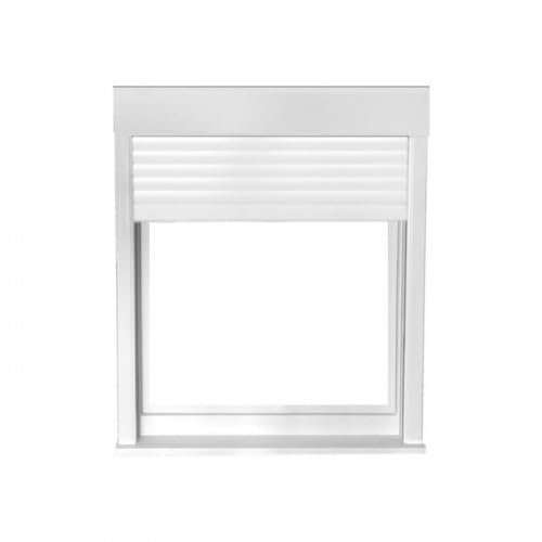 Fenêtre PVC blanc 1 vantail vitrage brouillé avec volet roulant électrique dimensions tableau H 95 x L 60 cm tirant droit oscillo battant pour pose en neuf - GEFRADIS - fabrication française