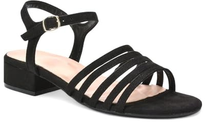 ESSEX GLAM Women's Strappy Ankle Strap Sandals Ladies Chunky Low Heel Buckle Open Toe Shoes Size 3-8