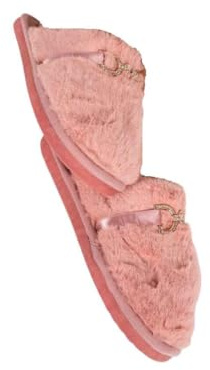 IKRUSH Faux Fur Slip-on Slippers With Gold Chain Detailcasual Low Ankle Regular