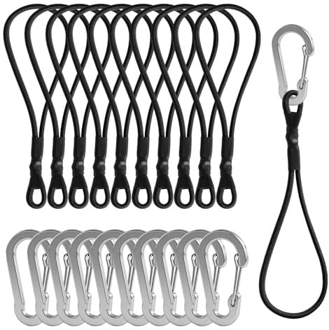 10 Piezas Cuerdas Elásticas con Mosquetón,20cm Pulpos Elasticos Gomas,Banda Elástica Negra con Mosquetones para Tiendas De CampañA, Lonas, Redes