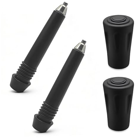 Tragbare Trekkingstöcke Alpenstock Spitze Zubehör – 2 Wolframstahlspitzen + 2 PE-Fußkappen, Wanderstöcke Ersatzspitzen, Bergstockspitze Gehstock, Nordic Walking Pads für Asphalt Kies Berge Wandern