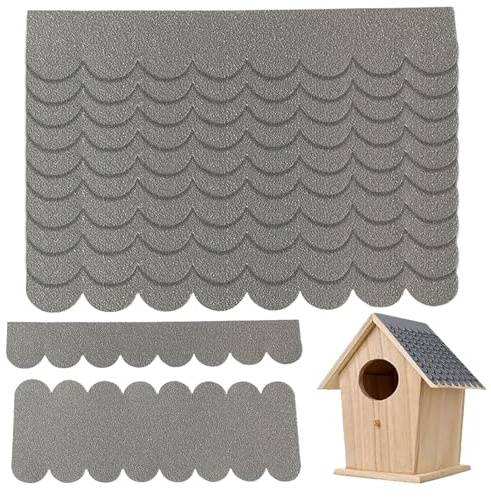 JDCMEI 32 Stück Dachpappe für Vogelhaus, Selbstklebende Dachschindeln für Vogelhaus, Wasserdicht Mini Dachschindeln für Nistkastendach Nistkasten Kaninchenstall Hundehütte Briefkastendächer