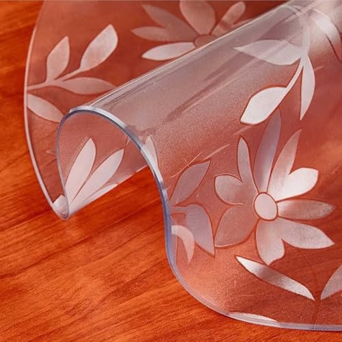 ZBXXSC Tischfolie Transparent Nach Maß mit Muster Rund Tischdecke PVC Transparente Wasserdicht Hitzebeständig Kratzfest Tischdecke für Hochglanz und Glastische(2mm,120cm Round)