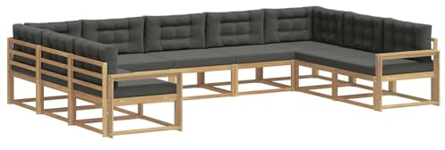 vidaXL Outdoor-Sofagarnitur mit Kissen 9 pcs Weiß und Anthrazit, Zeitgemäße Gartenmöbel, modernes Sofa-Set, gemütliche Lounge für den Pool, Sitzgruppe für den Garten