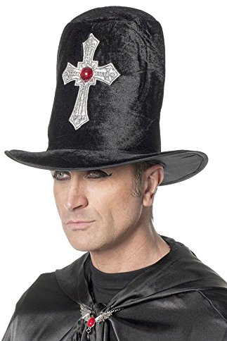 Karneval-Klamotten Dracula-Hut Vampir-Hut Herren Kopfbedeckung Dracula mit Kreuz Vampir-Zylinder