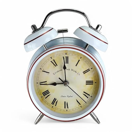 GMMH Retro Analog Wecker, Ohne Ticken, Tischuhr Nachttischuhr Doppelglockenwecker (14-6) Vintage Retro Nostalgie aus Metall, Antik Standuhr Schreibtischuhr Uhr Tischwecker mit Alarm, Weckuhr