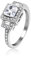 Uloveido 925 Sterling Silber Kissen Cut Platz Zirkonia Kreuz Verlobungsringe für Frauen, Platin beschichtet, Trauringe (3g, Weiß, Größe 62) JZ102