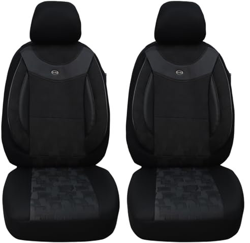 Maß Sitzbezüge für Auto Sitze kompatibel mit BMW X1 E84 2009-2015 Fahrer und Beifahrer Schonbezüge Sitzschoner Sitzbezug FB:02 (Schwarz/Schwarz)