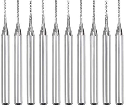 sourcing map 10Pcs 0.7mm Carbide End Mill Engraving Milling Cutter CNC Router Bits for PCB Machine, 1/8 Shank