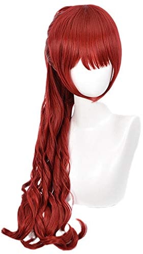 Topcosplay Anime Perücke Lang Perücke Rot Cosplay Perücke für Halloween Kostüm Karneval Fasching(Kasumi Yoshizawa)