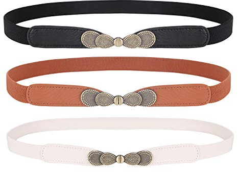WERFORU Dünner elastischer Stretchgürtel für Damen für Kleider Retro Damen Vintage Dünne Taille Gürtel
