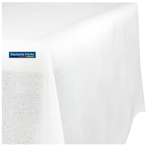 TEXMAXX® Tischdecke abwaschbar eckig - 140 x 290 cm in Weiss/Maßgefertigte Tischdecke Leinenoptik/Tischdecke wasserabweisend mit Lotuseffekt/Gartentischdecke mit Fleckschutz