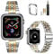 MioHHR Kompatibel mit Apple Watch Armband 38 mm 40 mm 41 mm, massives Edelstahl-Metallarmband für iWatch Series 8 7 6 5 4 3 2 1 SE(Silber/Gold)
