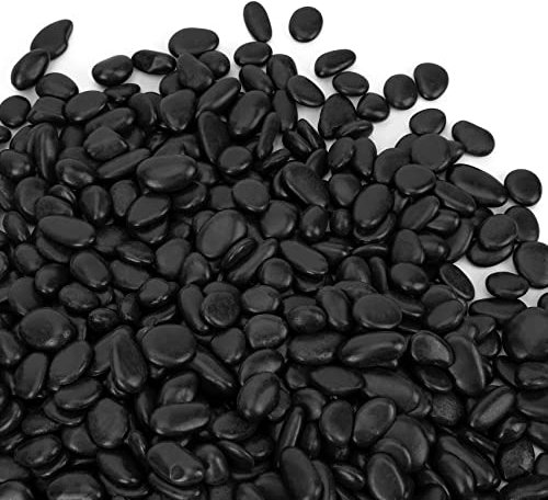 Mr. Fireglass 5 lbs Black Pebbles, 3/8 Natural Decorative Polished River Rocks Aquarium Gravel for Indoor Plants, Vases, Succulents and Outdoor Garden Landscaping