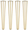Lot de 4 pieds en épingle à cheveux avec pieds de protection de sol et vis - 71 cm (3 tiges) / 10 mm, laiton doré