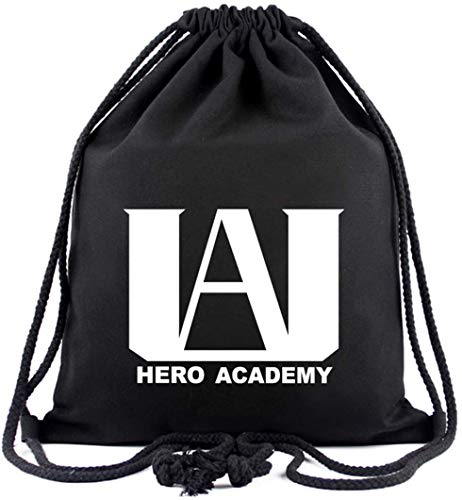 Roffatide Anime My Hero Academia MHA Kordelzugbeutel Bedruckter Sportsackpack Leinenbeutel Rucksack mit Kordelzug Schwarz