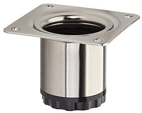 Möbelfuß BRAVO Höhe 50 mm + 10 mm Ø 40 mm Edelstahloptik höhenverstellbar | Schrankfuß aus Stahl Stellfuß belastbar bis 50 kg von SOTECH
