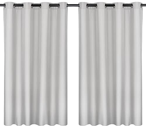 Moon 2er Pack Vorhang Ocean 70% Blickdicht, Ösenvorhang, Höhe 245 cm - Breite 140, verdunkelnd mit 8 Ösen (Silber)