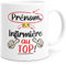 Mug Humour Personnalisable Infirmière au Top Tasse Message drôle Personnalisé Prénom. Idée Cadeau Original Ami, Aide-Soignante Collègue Elève Remerciement Diplôme Souvenir Nurse Anniversaire Noël.