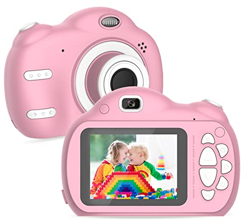 SUPBRO Kinderkamera Fotoapparat Kinder Digitalkamera Mit 2.4 IPS-Bildschirm 1080P HD 32G TF Karte Geschenke Spielzeug für 3-12 Jahre Kinder Rose