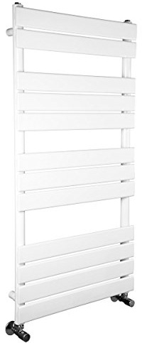 NRG Bathroom Flat Panel Heated Towel Rail Radiator 1200×500mm Gloss White | Central Heating Warmer Ladder, Modern Designer Radiator, Wall Mounted, Radiator Towel Rack, Steel, for Bathroom