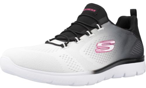 Skechers Damen Summits Bright Charmer Turnschuhe, Black & White Mesh/Trim, 42 EU