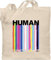 Baumwolltasche - LGBTQ Kleidung Pride Flag - HUMAN Blockschrift Regenbogen Farben Tropfen - Unisize - Naturweiß - statement beutel jutebeutel lgbt queer stoffbeutel bag csd rainbow stofftasche