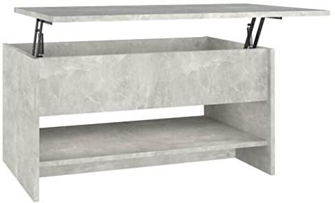 vidaXL Couchtisch Höhenverstellbar Kaffeetisch Beistelltisch Wohnzimmertisch Sofatisch mit Stauraum Betongrau 80x50x40cm Holzwerkstoff