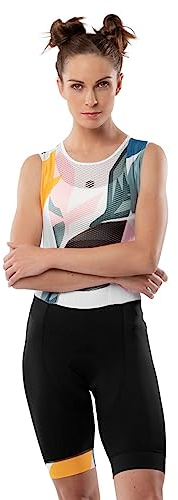 SIROKO - Fahrrad-Trägerhose für Damen BX Jungle - L - Schwarz/Weiß/Grün