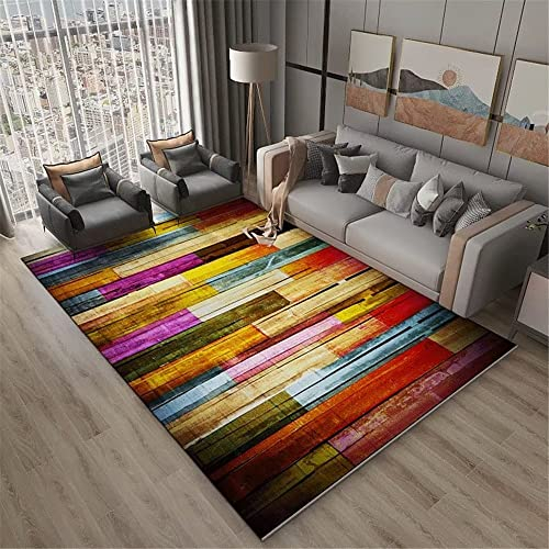 DJHWWD Teppich Groß rot fleckerlteppich Waschbarer Teppich sofateppich rot Fuzzy Streifen Retro alt gemusterter Teppich rutschfest 180X280CM Teppich Quadratisch Tatami Teppich