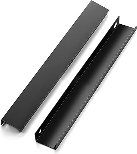 MARGUERASW 10 pièce Poignée Noir Poignée de Meuble Noir- Poignée Invisible Poignee de Meuble Cuisine Noir Poignée Meuble Noir Mat en Alliage d'Aluminium Entraxe 320mm