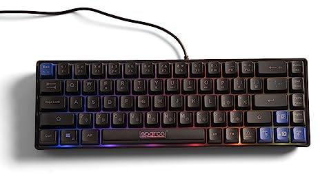 Celly, Ghost-Tastatur mit Draht, Linie Sparco, Gaming-Tastatur, US-Layout, Rainbow-Hintergrundbeleuchtung, Anti-Ghosting-Modus, RGB-Lichter mit 12 Beleuchtungsmodi, Plug & Play