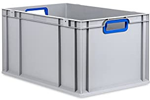 PROREGAL Eurobox NextGen Color | HxBxT 32x40x60cm | 65 Liter | Griffe blau offen | Verstärkter Boden | Eurobehälter, Transportbox, Transportbehälter, Stapelbehälter