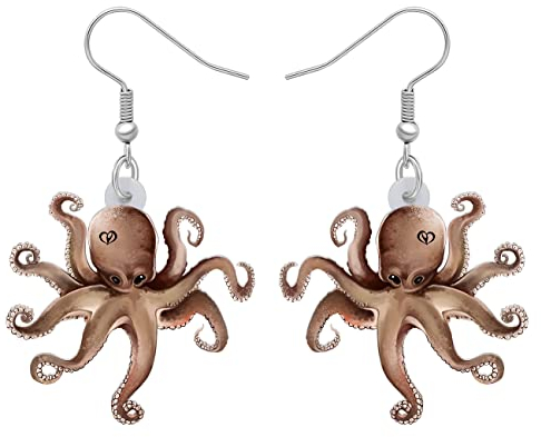 RAIDIN Acryl Niedlich Krabbe Schildkröte Oktopus Qualle Ozean Tiere Baumeln Tropfen Ohrringe für Damen Mädchen Ozean Schmuck Geschenke für Damen Charms (Octopus B)