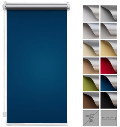 Zero Home - Premium Verdunklungsrollo Ohne Bohren I Klemmrollos für Fenster und Türen Thermorollo I Klemmfix Rollo I Sichtschutz und Sonnenchutz I Blackout I 70x220cm - Blau