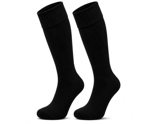ITRAT Calzini da calcio per bambini Rugby Hockey Calzini sportivi Juniors Calze da calcio alte al ginocchio Calzini da calcio per giochi all'aperto, calzini da corsa per ragazzi Rugby Hockey, Nero , 7