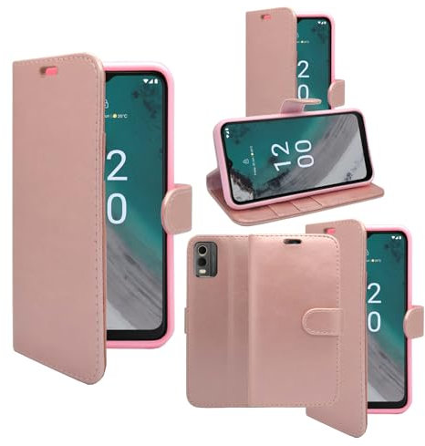 Phone Case For Nokia C32 Wallet Flip PU Leather Stand Card Slot Pouch Phone Cover Compatible With Nokia C32 (Rose Gold)