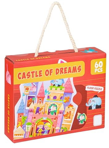 Baroni Toys Formpuzzle für Kinder, lehrreiches und unterhaltsames Pappspiel für Kinder ab 3 Jahren, 60-teiliges Puzzle, Geschenkidee, 51,5 x 35 cm, Schloss der Träume