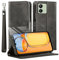 MQERYBV Coque pour Xiaomi Redmi 13C,avec Verre trempé Protection écran,Antichoc TPU Housse en Cuir PU Portefeuille Etui [Béquille] [Fentes pour Cartes],Flip Case pour Xiaomi Poco C65 4G- Noir